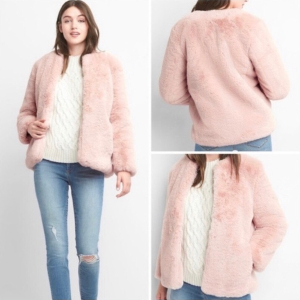 Gap Faux Fur Dusty Pink Coat